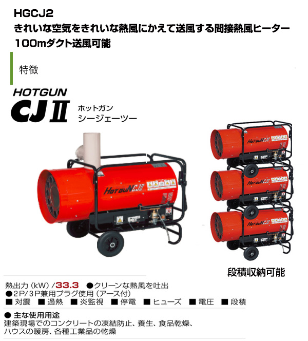ホットガン 静岡製機 HG-CJ2 業務用 熱風式ヒーター 別置タンク必要 クリーン熱風
